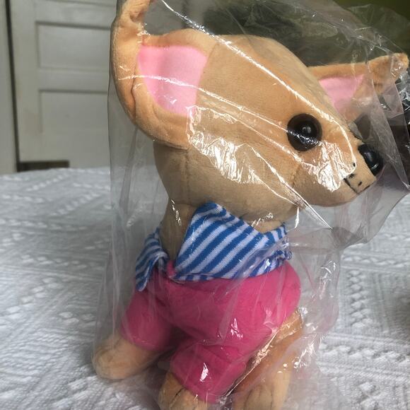 Adorable Chihuahua Plush Toy w/ Pink Bed and Pink Sweater 9" Stuffed Dog Kawaii - Picture 7 of 12